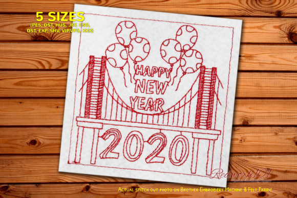2020 New Year on Bridge Redwork Design Review