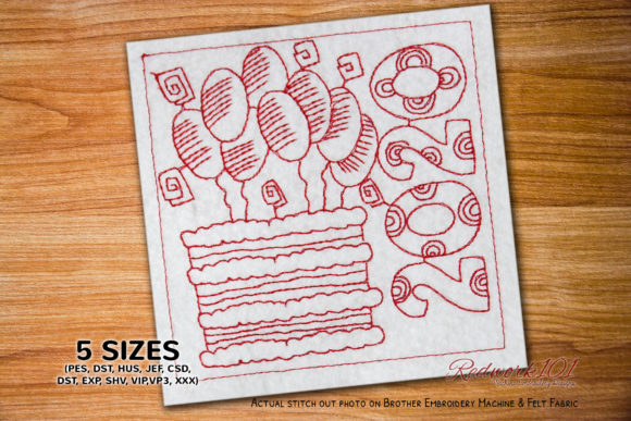 Delicious Cake with Balloons Embroidery Design