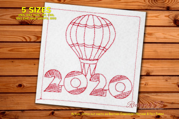 Hot Air Balloon Redwork for Seasonal Embroidery