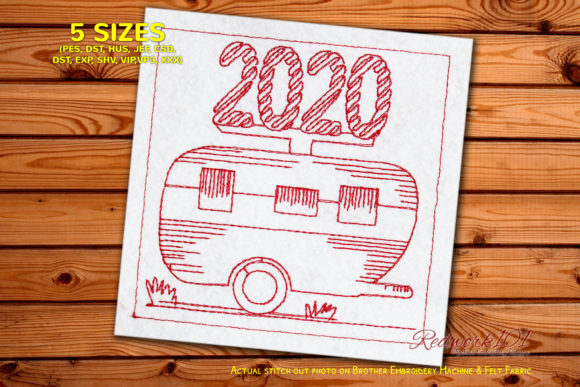 New Year Camping Embroidery Design