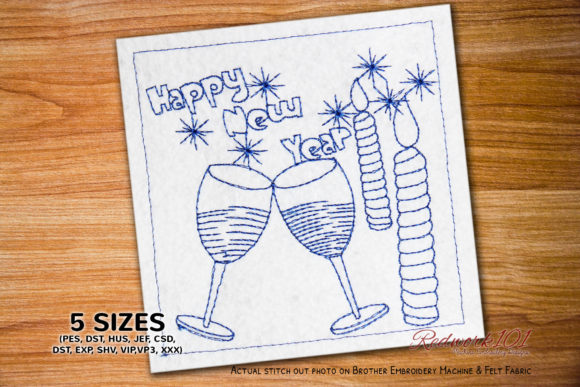 New Year Celebration Embroidery Design